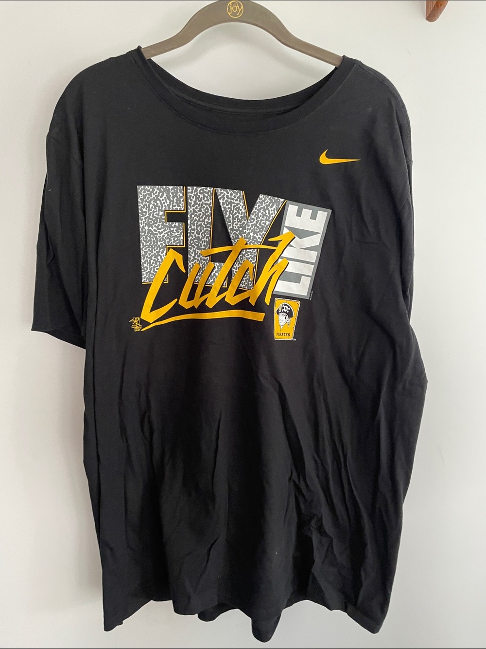 Nike Black Short-Sleeve 'Fly Cutch' Graphic Tee with Yellow Accents